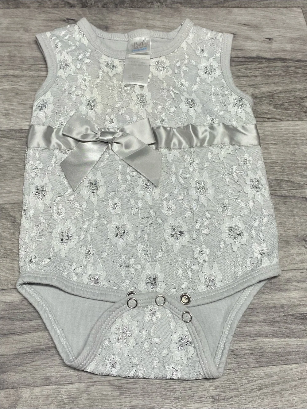 GANZ Baby gray Lace Overlay Onesie